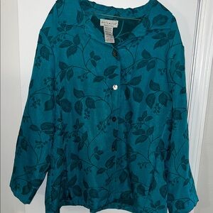 Habitat Teal Leaf Print Button-Down Shirt